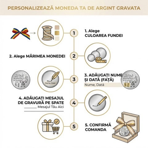 Bănuț Personalizat Argint 925 pentru Botez – Ursuleț cu Inimă, Gravură Nume și Dată - Img 5