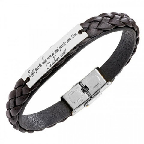 Brățară Bărbați Piele Dublată și Plăcuță Argint 925 Personalizată – Model Legământ - Img 5