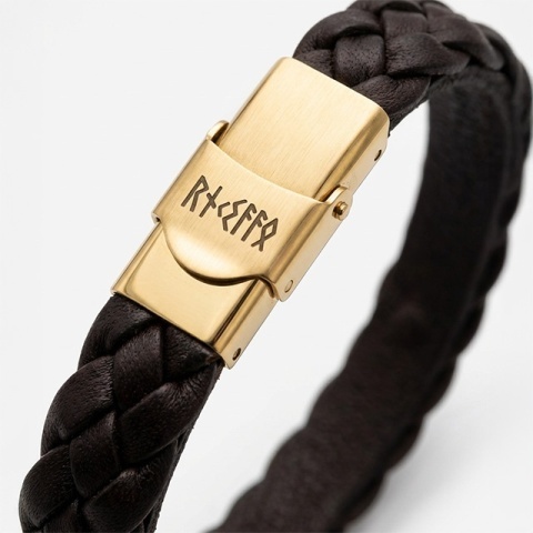 Brățară Bărbați Piele Împletită și Infinit Aur 14K Personalizată – Model Infinit - Img 4