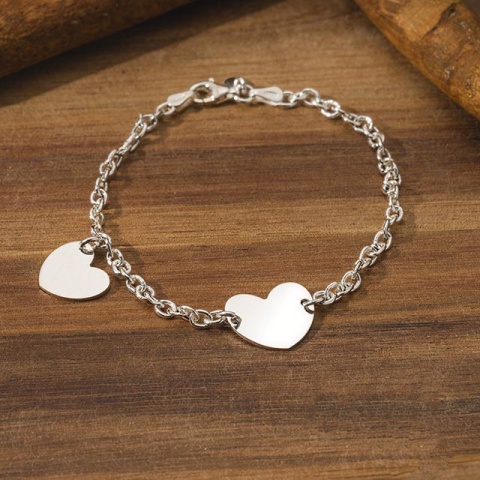 Brățară din Argint 925 cu Inimioare Gravabile – Personalizabilă, 18 cm - Img 5