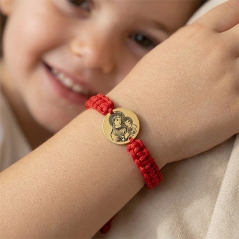 Brățară din Aur 14K cu Fecioara Maria și Pruncul – Bănuț Personalizat | Evana - Img 2