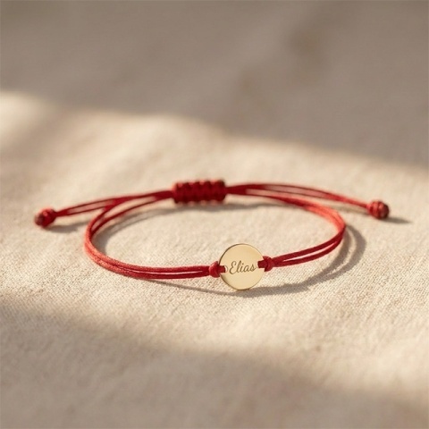 Brățară din aur 14K cu Înger protector pentru copii, personalizată, șnur reglabil - Img 5