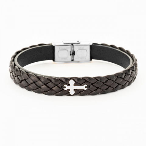 Brățară din piele cu element decorativ din argint – model masculin cu design special - Img 10