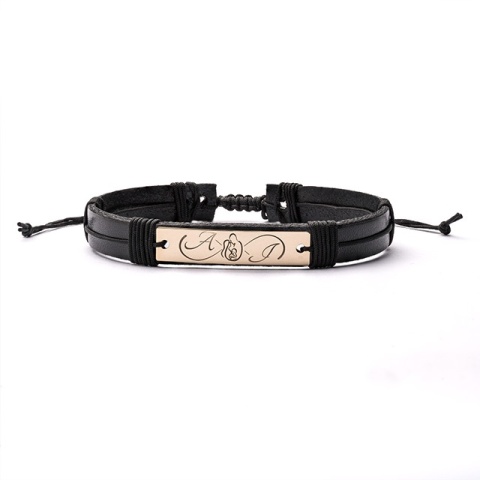 Brățară Personalizată Piele & Aur 14K Reglabilă - Cadou Unic - Img 6