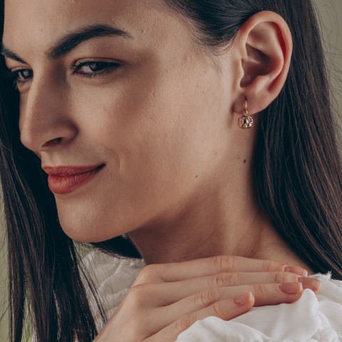Cercei aur 14K copii trifoi – închidere sigură, 2.58g - Img 2