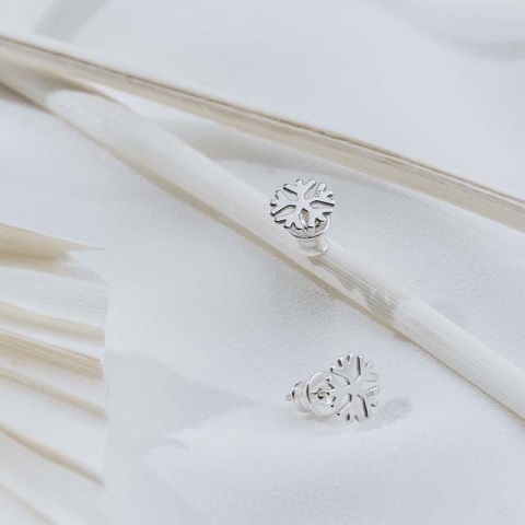 Cercei din argint fragilitate Fulg de nea – Eleganță delicată 7 mm - Img 2
