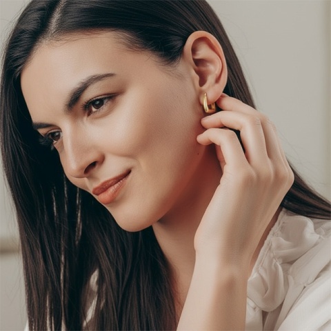 Cercei Dreptunghiulari Tip Creolă din Argint 925 – 20×6 mm - Img 2