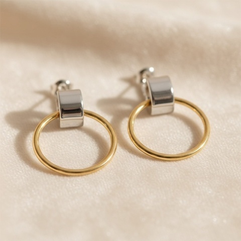 Cercei Împletiți Bicolori din Argint 925 – 29×23 mm - Img 3