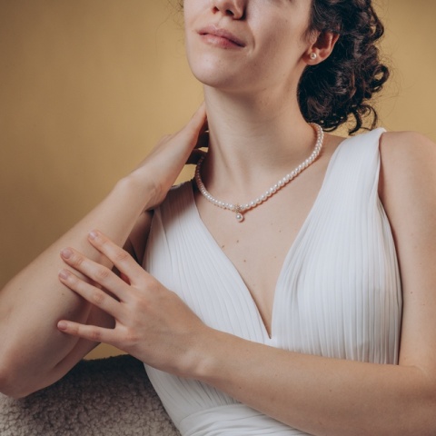 Colier Elegant cu Perle, Argint și Floare – Lungime Personalizabilă - Img 4