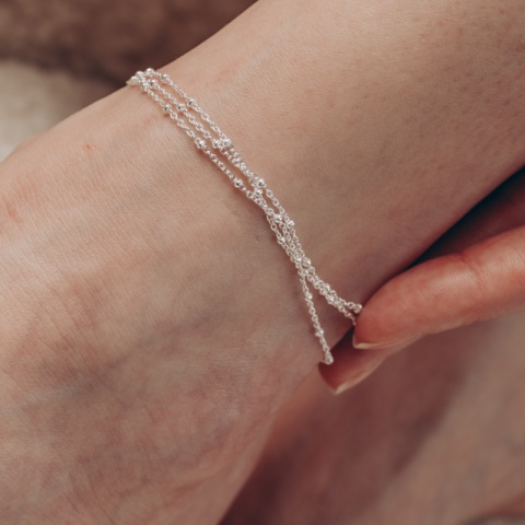Dreifach-Knöchelarmband, Sterling Silber 925 Triple Floating, 23+3 cm - Img 4