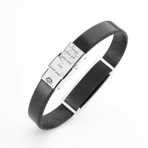 Robust - Personalisiertes Armband aus echtem Leder und Silberplatte (Verschluss aus Edelstahl) - Img 7
