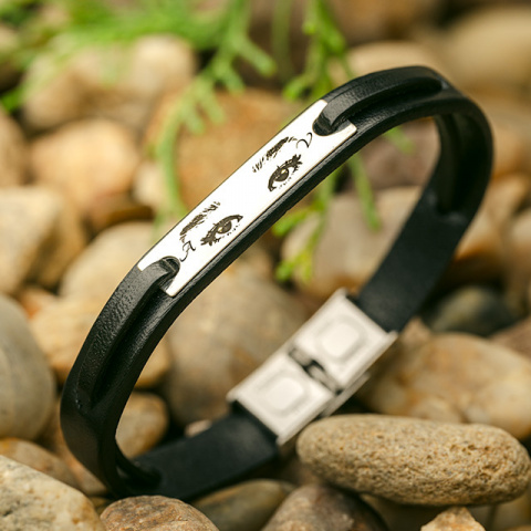 Your Eyes Fotogravur - Personalisiertes Armband aus Leder und 925er Sterlingsilber mit Edelstahlverschluss. - Img 7