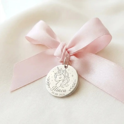 Bănuț Personalizat din Argint 925 cu Unicorn – Prenume și Dată pentru Copii - Img 3