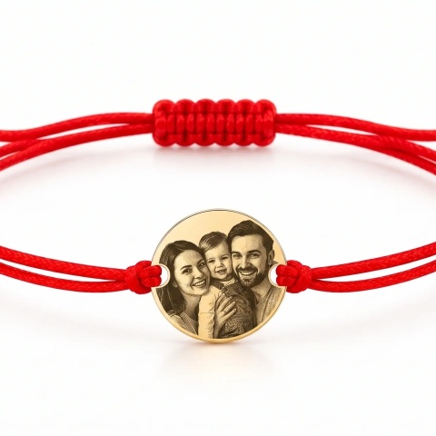 Brățară Bărbați Aur 14K cu Fotografie Gravată – Bănuț Personalizat pe Șnur - Img 3