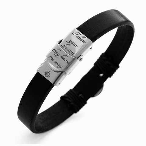 Brățară Bărbați Piele cu Busolă Argint 925 Personalizată - Img 8