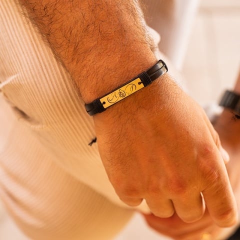 Brățară Personalizată Piele & Aur 14K Reglabilă - Cadou Unic - Img 7