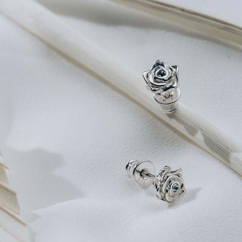 Cercei din argint gratia trandafirului – Eleganță delicată 7 mm - Img 2
