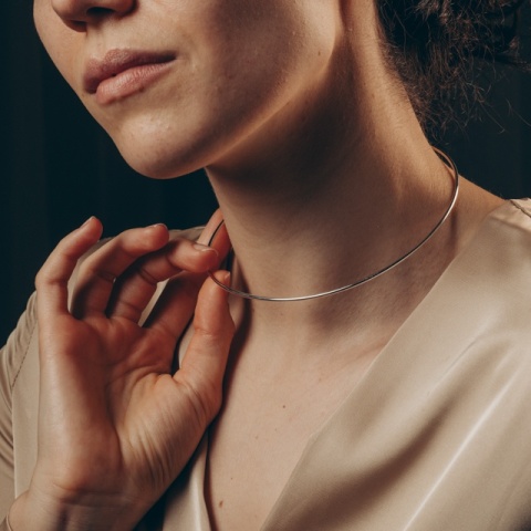 Colier choker din argint – design modern la baza gâtului | Evana - Img 3