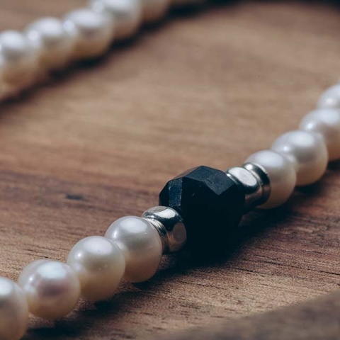 Colier Elegant cu Perle, Argint și Piatră Semiprețioasă Albastră – Lungime Personalizabilă - Img 2