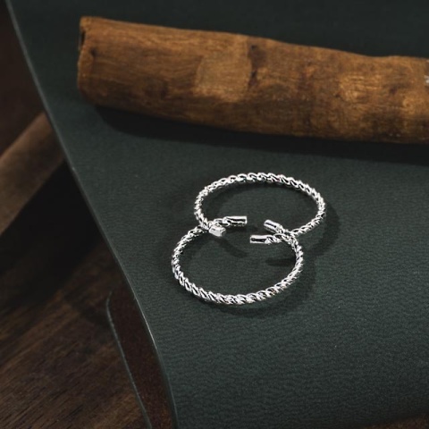 Set 2 inele din argint Stacking Ring impletit - Img 5