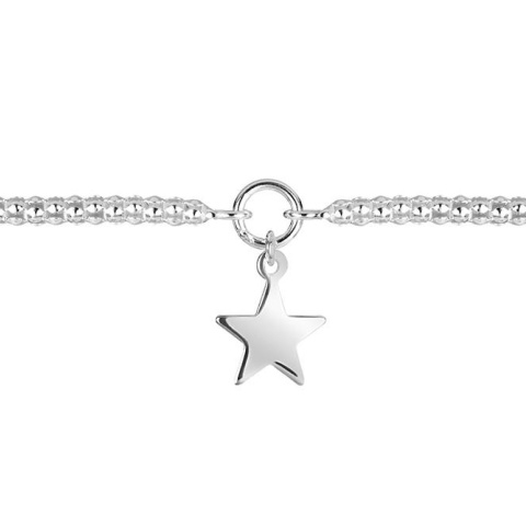 8 mm Stern-Knöchelarmband, Sterling Silber 925, glänzend, 25 cm - Img 3