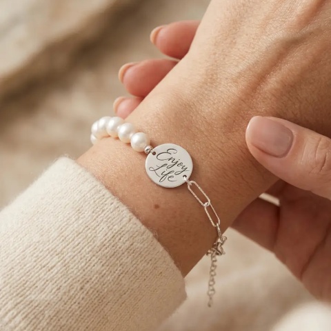 Asymmetrisch - Silber- und Zuchtperlenarmband