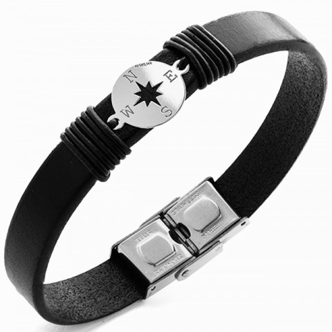 Brățară Bărbați Piele cu Busolă Argint 925 Personalizată - Img 7