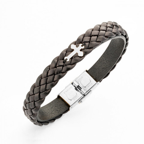 Brățară din piele cu element decorativ din argint – model masculin cu design special - Img 9