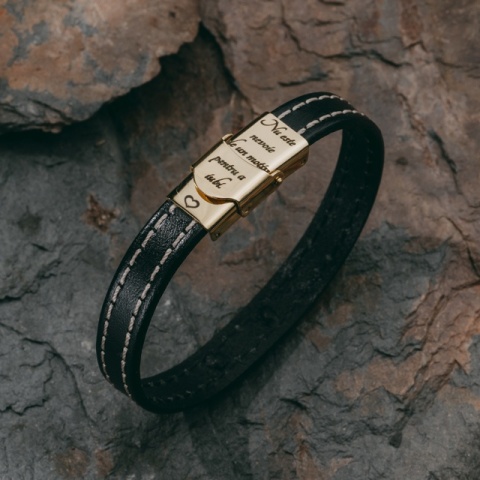 Brățară din Piele Cusută cu Infinit din Aur 14K – Design Fin și Elegant - Img 9