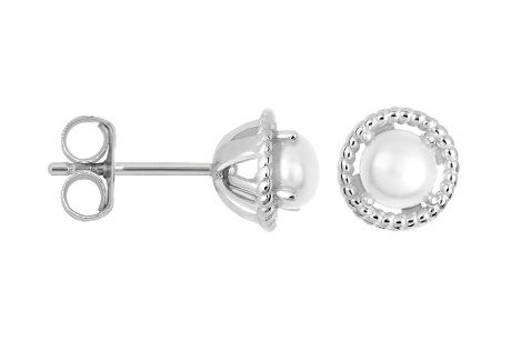Cercei cu Perlă Albă din Argint 925 – 7×7 mm - Img 3
