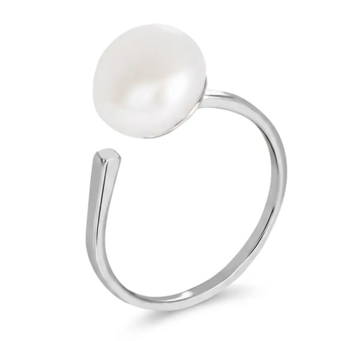Inel minimalist pentru femei din argint cu perlă albă