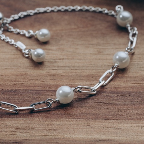 Silberarmband mit Zuchtperlen und Schiebeverstellung - Anpassungsfähige Eleganz - Img 2