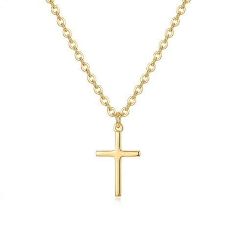 Silberne Halskette mit einfachem Kreuz - Img 4