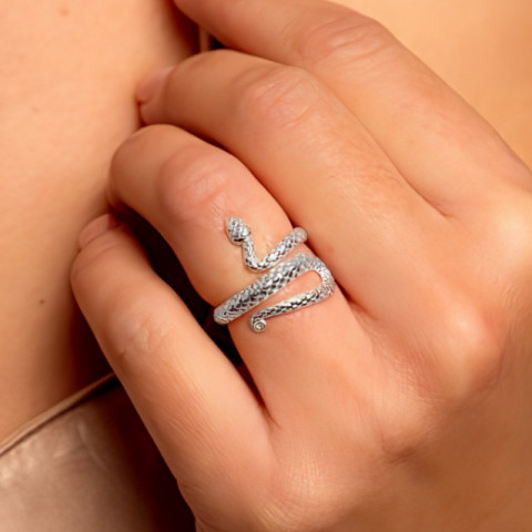 Verstellbarer Ring aus Sterlingsilber, Schlangenmuster - Img 2