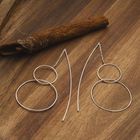 Beschreibung des Produkts: Sterling Silber Ohrringe mit Reifen und zarte Kette - Img 3