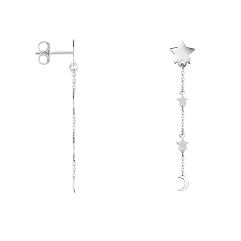 Cercei din Argint cu Stele și Lună – Design Lung, 56 mm - Img 5