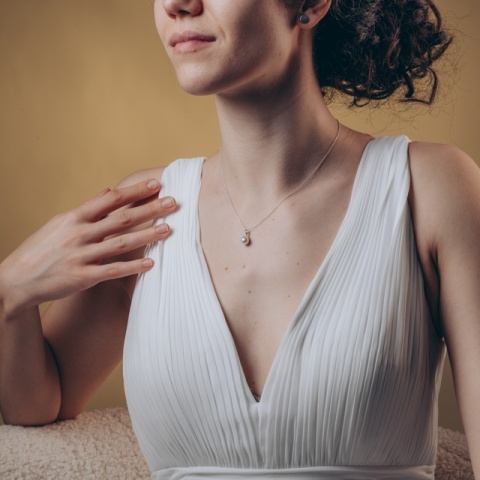 Colier din argint cu perlă lacrima de 10 mm - Img 4