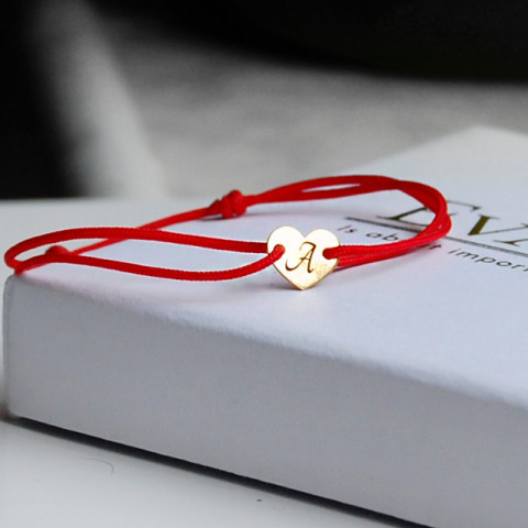 Herz 6x 7,5 mm personalisierte Initialengravur/Symbol 14K Goldarmband - Img 1