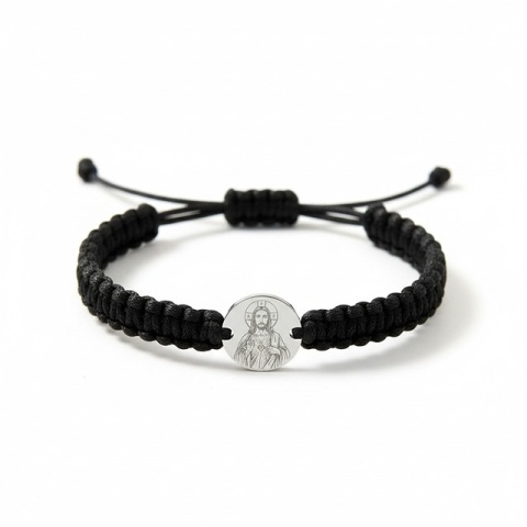 Iisus Hristos – brățară din argint 925 pe șnur, personalizabilă - Img 4