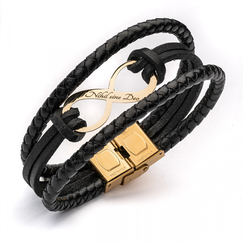 Personalisiertes Lederarmband mit goldenem Unendlichkeitssymbol - Elegantes und einzigartiges Accessoire - Img 2