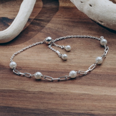 Silberarmband mit Zuchtperlen und Schiebeverstellung - Anpassungsfähige Eleganz - Img 3