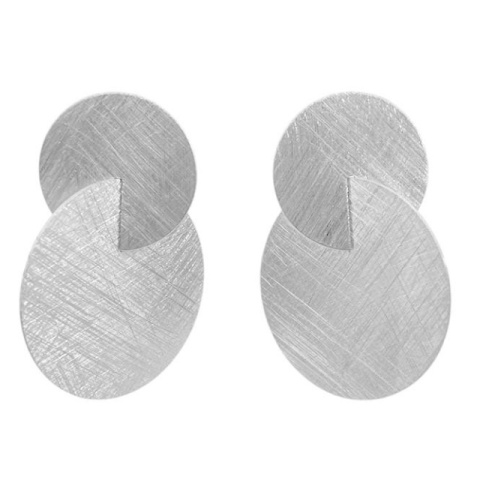 Silberne Ohrringe mit mattem Finish - ineinandergreifende Ohrringe, 24 mm - Img 3
