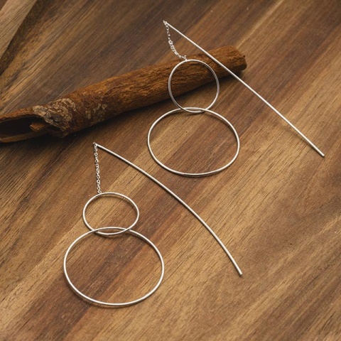 Beschreibung des Produkts: Sterling Silber Ohrringe mit Reifen und zarte Kette - Img 4
