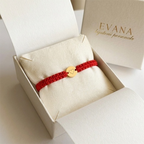 Brățară personalizată aur bebeluș cu bănuț gravat inimă minimalist