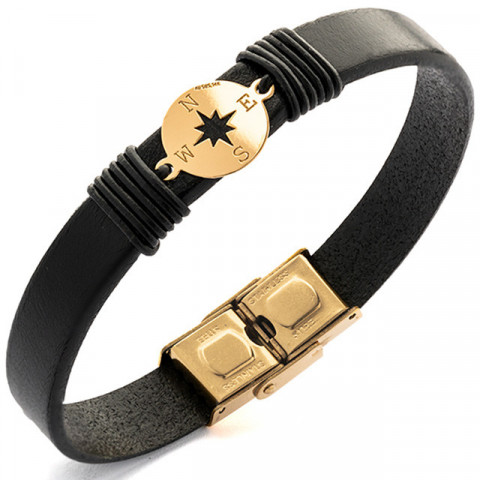 Brățară Bărbați Piele cu Busolă Aur 14K Personalizată – Model Roza Vânturilor - Img 7