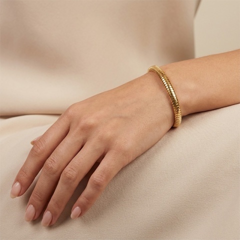 Brățară Cleopatra din argint 925 placată cu aur, rigidă, diametru interior 55 mm