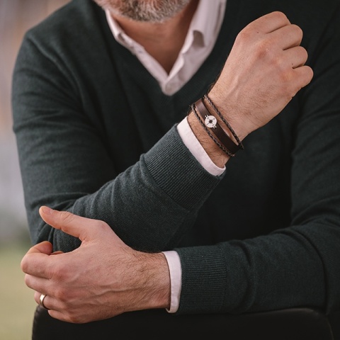 Brățară cu Busolă Argint 925 pentru Bărbați – Piele Naturală Personalizată - Img 7