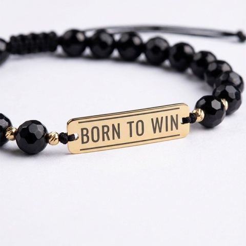 bratara reglabila unisex cu onix si aur 14k