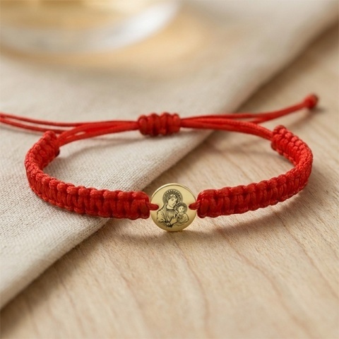 Brățară din Aur 14K cu Fecioara Maria și Pruncul – Bănuț Personalizat | Evana