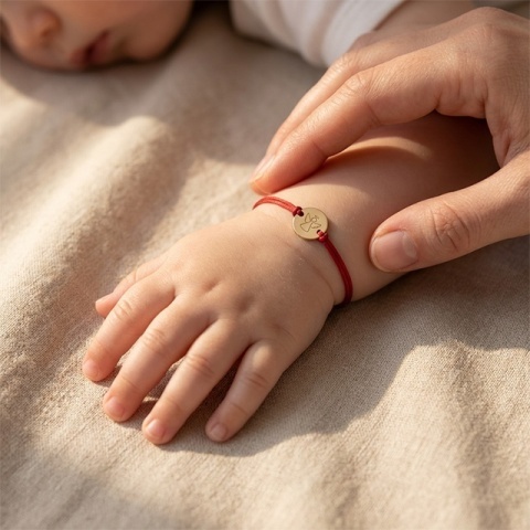 Brățară din aur 14K cu Înger protector pentru copii, personalizată, șnur reglabil - Img 6